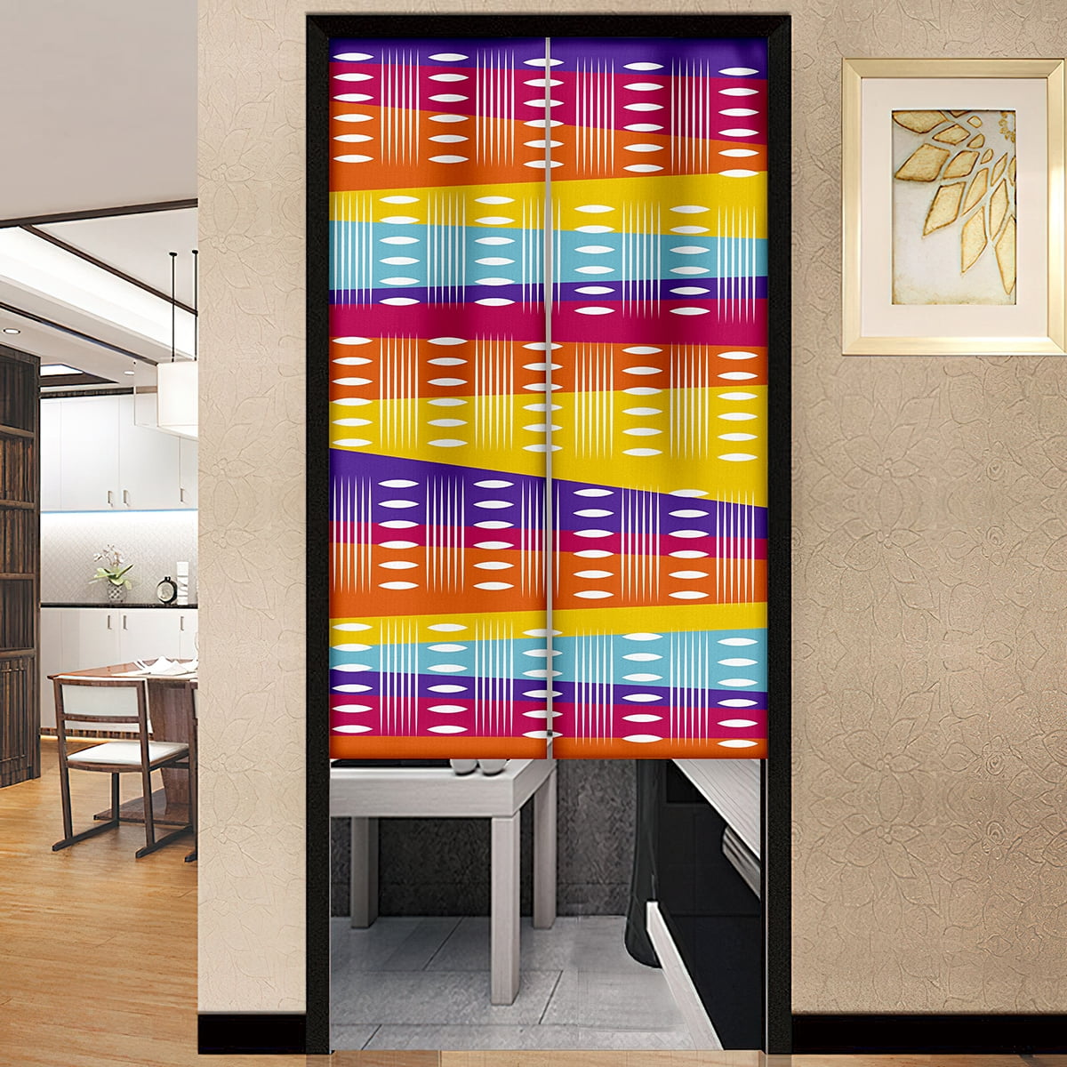 Colorful Striped Waves Print Door Curtain Kids Bedroom Kitchen Japanese ...