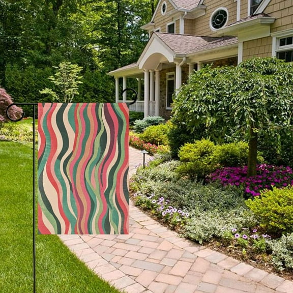 Colorful Striped Wavy Lines Garden Flag Double Sided 12 x 18 Inch Outside Yard Decoration Outdoor Flag