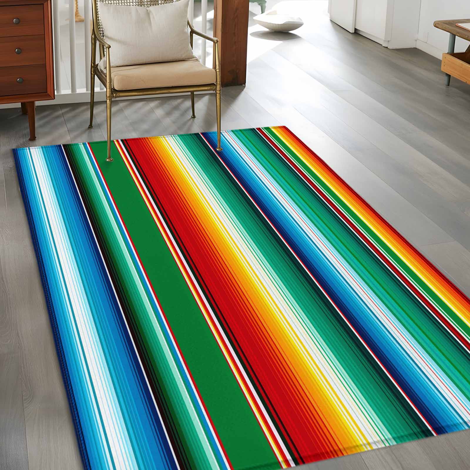Colorful Stripes 3x5 Rug for Bedroom Foot of Bed Small Living Room ...
