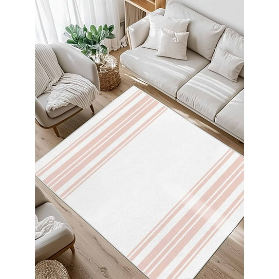 Colorful Stripes Area Rug for Bedroom 3x5 Ft Pink Wood Texture White Super Soft fuzzy Throw Rug Non-Slip Fluffy Plush Indoor Floor Carpet for Living Room Nursery Home Decor