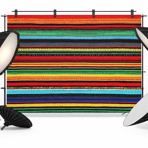 Colorful Stripes Backdrop for Photography,Fabric Photo Background Backdrop,Boho Minimalist Geometric Mexico Photo Booth Background for Portrait Photoshoot Video Wedding Decoration Banner 10x8ft