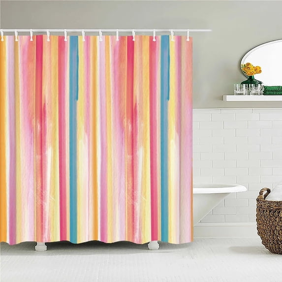 Colorful Stripes Bath Curtain Waterproof Fabric Shower Curtains Geometric Patterns Bathtub Screen for Bathroom Home Decor