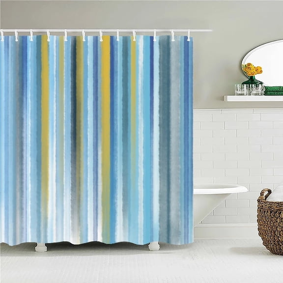 Colorful Stripes Bath Curtain Waterproof Fabric Shower Curtains Geometric Patterns Bathtub Screen for Bathroom Home Decor