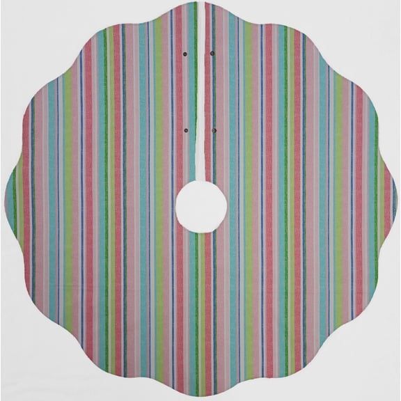 Colorful Stripes Christmas Tree Skirt By Penny's Needful Things (Pastel) (Scalloped)