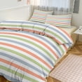 thumbnail image 1 of Colorful Stripes Duvet Cover Set Themed Multicolor Polyester Bedding Set for Bedroom Decoration, 1 of 6