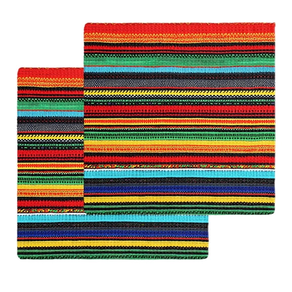 Colorful Stripes Kitchen Dish Towels for Drying Dishes Set of 2, Boho Minimalist Geometric Mexico Waffle Weave Microfiber Hand Tea Bathroom Towels Quick Dry & Absorbent Towel 12x12