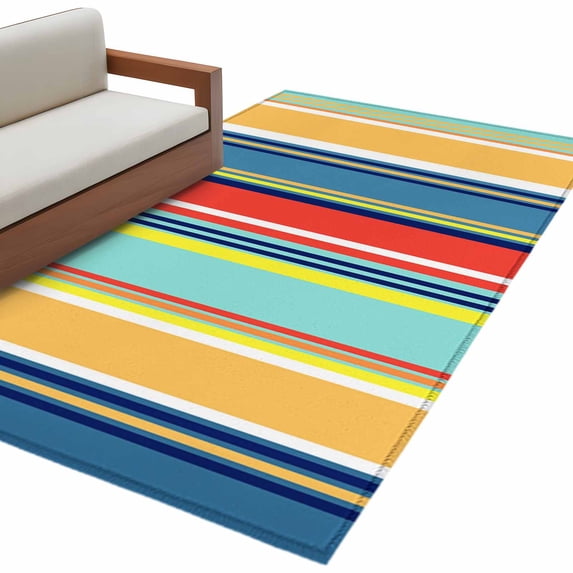 Colorful Stripes Large Area Rugs for Bedroom Living Room, Non Slip ...