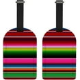 thumbnail image 1 of Colorful Stripes Luggage Tag Full Back Privacy Name ID Card Suitcase Labels Leather Travel Tags 2 Pack Decoration, 1 of 5