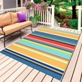 thumbnail image 1 of Colorful Stripes Outdoor Rug for Patio/Deck/Porch, Non-Slip Large Area Rug 6 x 9 Ft, Modern Abstract Art Vertical Striped Indoor Outdoor Rugs Washable Area Rugs, Reversible Camping Rug Carpet Runner, 1 of 8