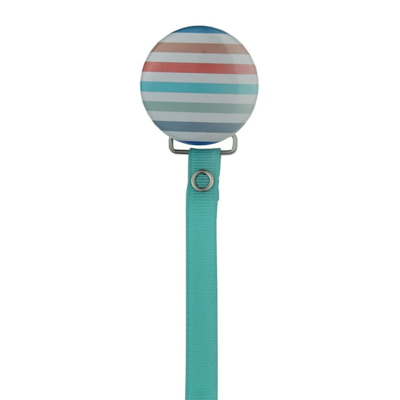 Colorful Stripes Pacifier Clip with Matching Ribbon