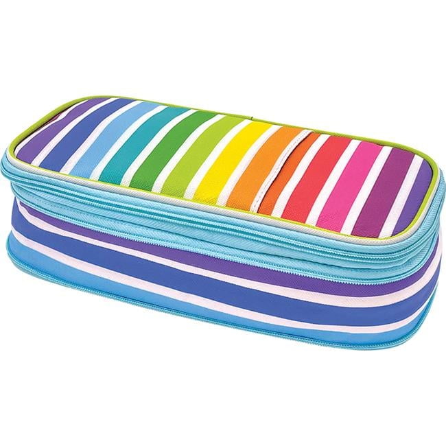Colorful Stripes Pencil Case, Multi Color - Pack of 3