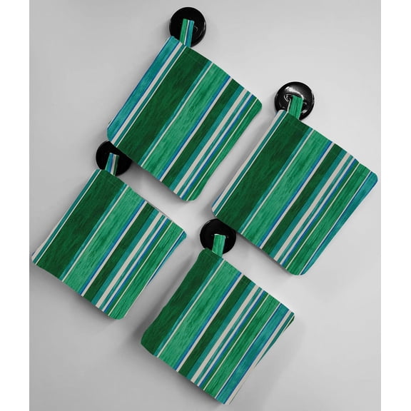 Colorful Stripes Pot Holders (Set of 2) by Penny's Needful Things (Green)