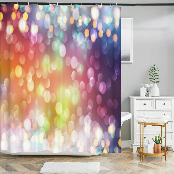 Colorful Stripes Printed Shower Curtain Sparkling Bathroom Curtain With Hook Waterproof Polyester Bath Screen
