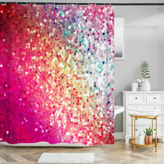 Colorful Stripes Printed Shower Curtain Sparkling Bathroom Curtain With Hook Waterproof Polyester Bath Screen