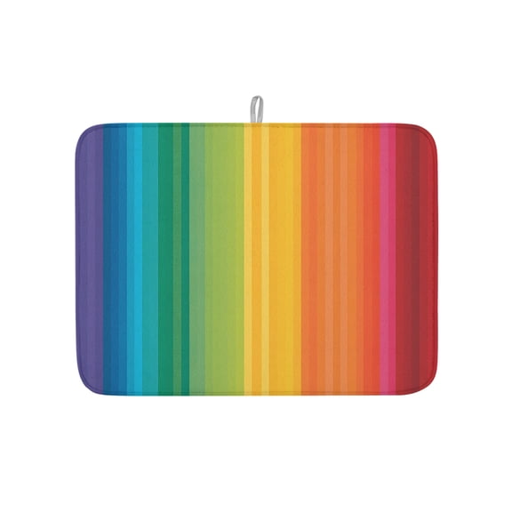 Colorful Stripes Rainbow Dish Drying Mats for Kitchen Counter,Absorbent Microfiber Dish Drainer Rack Mat Watercolor Line Minimalist Geometric Drying Pad for Sinks,Utensils,Countertops,18x24in