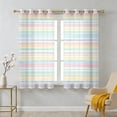 Colorful Stripes Sheer Curtains 39 Inch Long 2 Panels, Watercolor ...