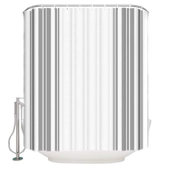 Colorful Stripes Shower Curtain, 36" x 72", Grey Wood Texture White Waterproof Bathroom Curtain Washable Shower Curtain Set with 12 Hooks