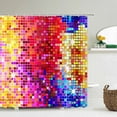 thumbnail image 1 of Colorful Stripes Shower Curtain Waterproof Polyester Fabric Geometry Bathroom Curtain 180 x 200cm with Shower Curtain, 1 of 5