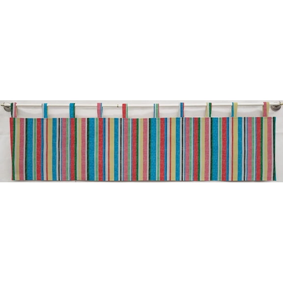 Colorful Stripes Tab Top Curtains by Penny's Needful Things (Unlined) (24 Inch Long Two Curtain Panels) (Bright)
