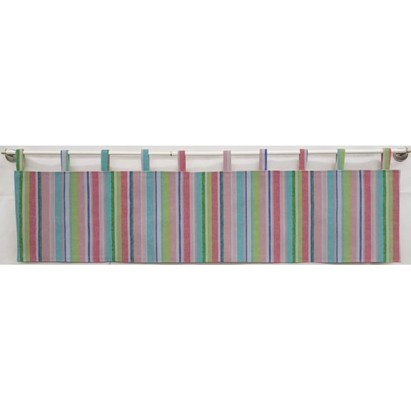 Colorful Stripes Tab Top Valances by Penny's Needful Things (Unlined) (12 Inch One Valance Panel) (Pastel)