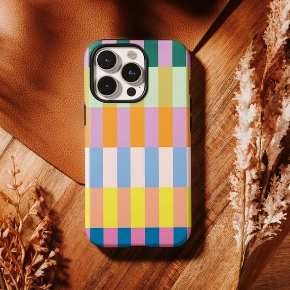 Colorful Stripes Tough Phone Case, Minimalist Holiday Gift Art, 17 16 15 14 13 12 11 Pro Max