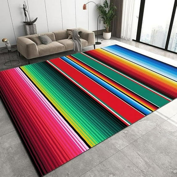 Colorful Stripes Vertical Lines Area Rugs For Living Room, Colorful Ethnic Style Rugs For Bedroom, Soft And Outdoor Patio Rug For Kitchen Rugs Bathroom Rug Entryway Rug 3 x 4ft
