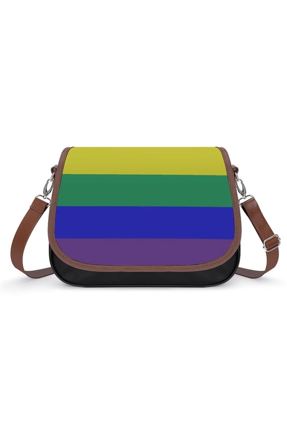 Colorful Stripes Vintage Crossbody Bag for Women Medium Leather Hobo Bags Shoulder Bag Classic City Leather Satchels