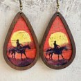 thumbnail image 1 of Colorful Stripes Wood Frame Dangle Earrings Chic Morocco Pattern Women Jewel New, 1 of 6