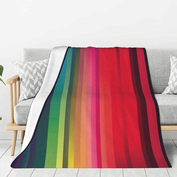 Colorful Strips Minimalist (22) Throw Blanket for Stylish Warm Winter Cabin Ultra-Soft Micro Fleece Blanket, Premium Microfiber, Silky Soft, Plush, Warm and Lightweight for Couch, Sofa, Bed - 50"X40"