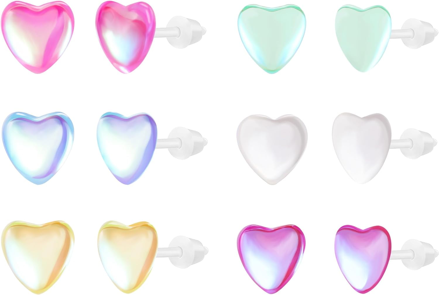 UMEFONE Colorful Stud Earrings Set Plastic Earrings Cute Clear Earrings Kawaii Hypoallergenic Earrings For Women Multipack[z1076]
