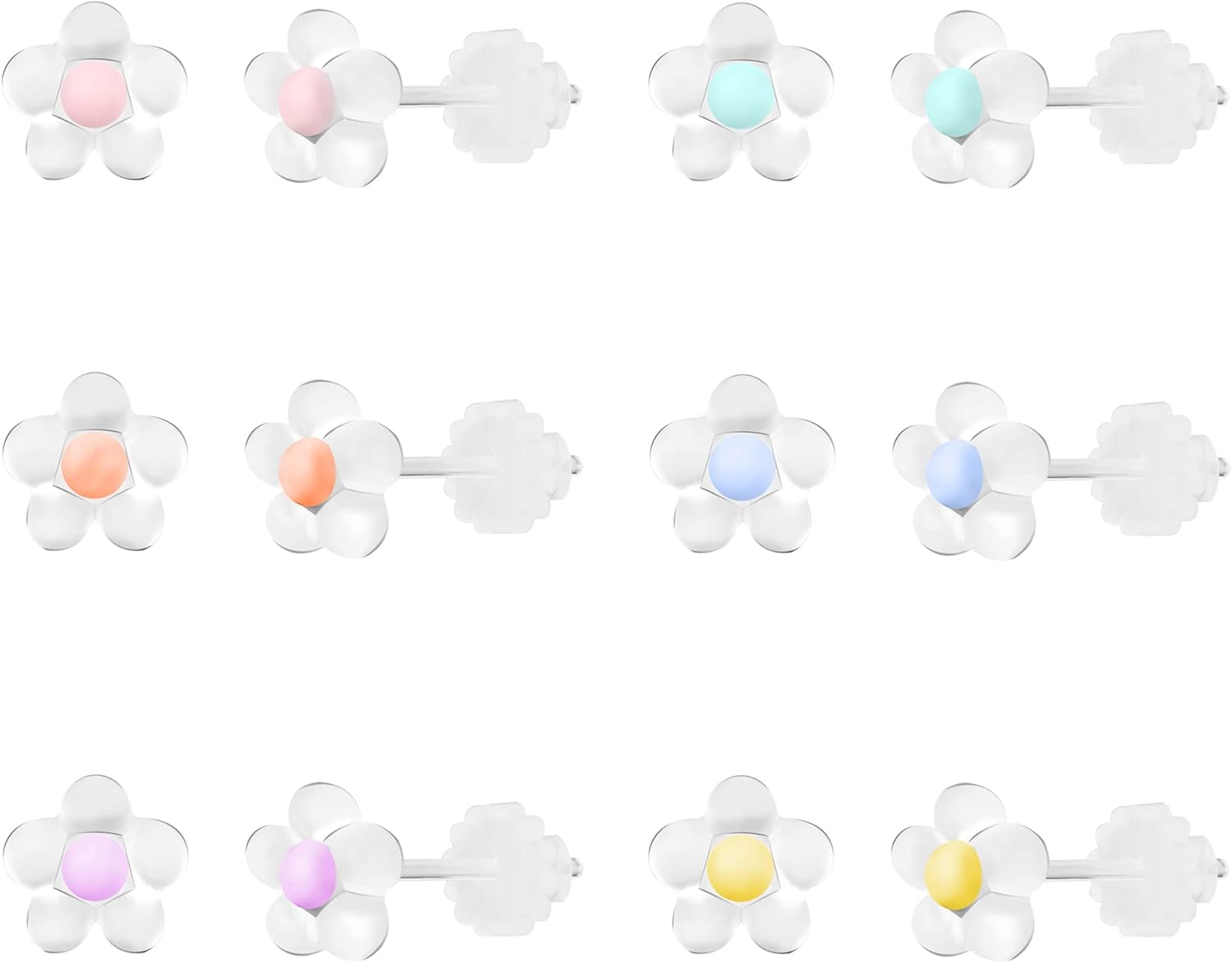 UMEFONE Colorful Stud Earrings Set Plastic Earrings Cute Clear Earrings Kawaii Hypoallergenic Earrings For Women Multipack[z1077]