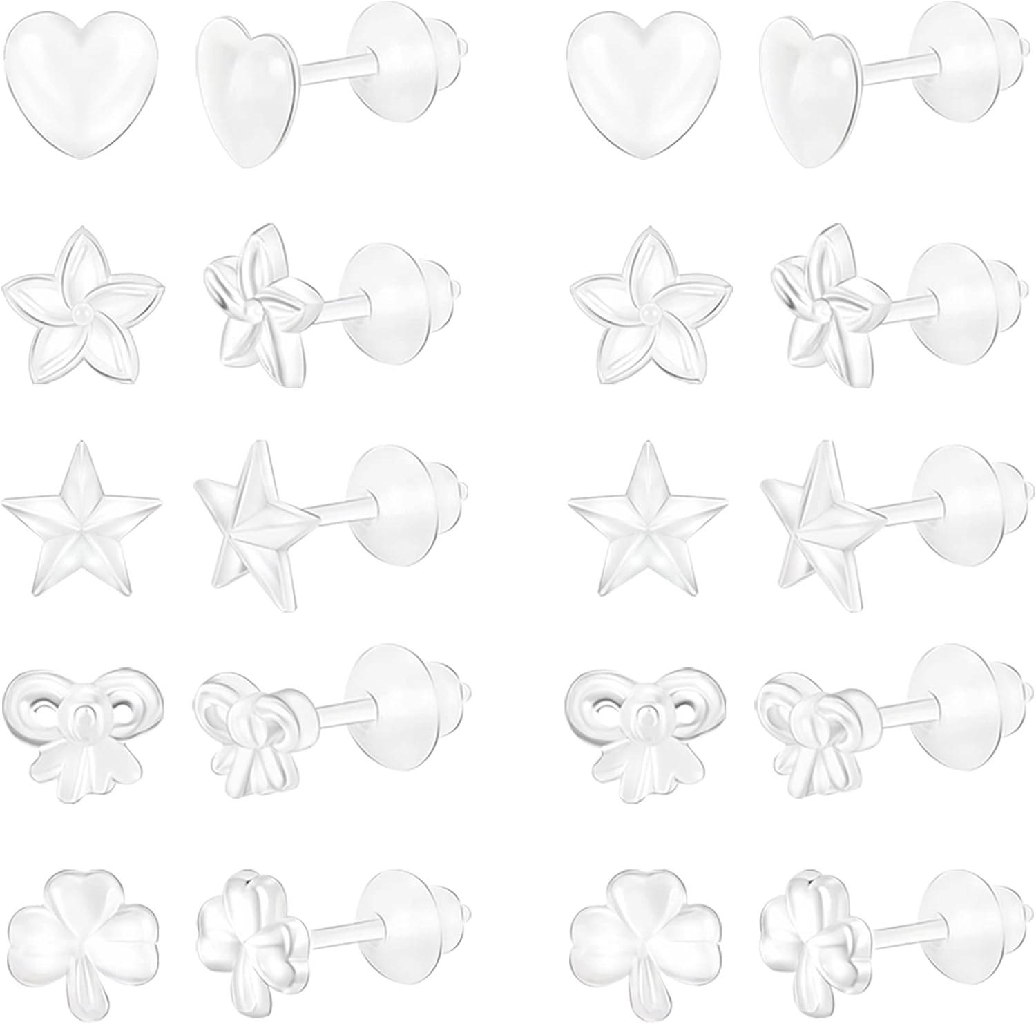 POFO Colorful Stud Earrings Set Plastic Earrings Cute Clear Earrings Kawaii Hypoallergenic Earrings For Women Multipack[z1079]