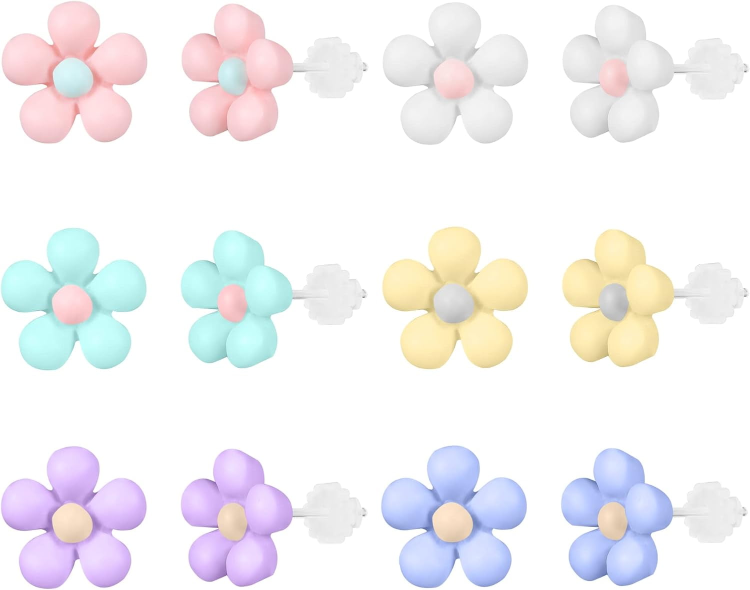 UMEFONE Colorful Stud Earrings Set Plastic Earrings Cute Clear Earrings Kawaii Hypoallergenic Earrings For Women Multipack[z1080]