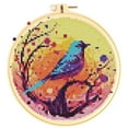 thumbnail image 1 of Colorful Style Sparrow Bird Cross Stitch Kits for Starter Kits DIY 11CT Pre-printed Patterns Needlepoint Embroidery Cross Stitching Needlework Kit Set Supplies with Hoop 38x38cm, 1 of 9