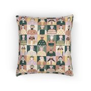 Colorful Stylized People Grid Woven Pillow, 17 x 18 in, Double Sided