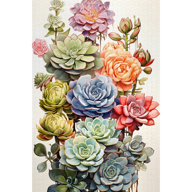 Colorful Succulent Jigsaw Puzzle 500 Pieces Floor Puzzles Educational