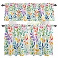 thumbnail image 1 of Colorful Summer Botanical Kitchen Curtains Sets for Windows 36 Inch Length, Spring Floral Leaves Art Rod Pocket Window Treatments Tier Curtains and Valances Set for Bedroom/Bathroom, 1 of 8