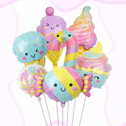 Colorful Summer Candy & Ice Cream Theme Balloons pink birthday for princess chocolate donut food foil balloons set