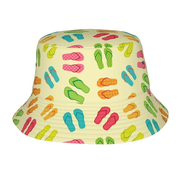 Colorful Summer Flip Flops Bucket Hat Foldable Fisherman Outdoor Summer Camping Travel Hiking Caps for Men Women
