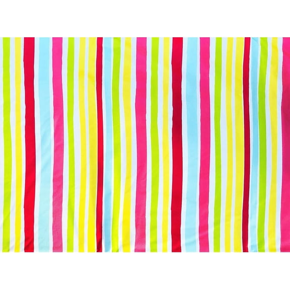 Colorful Summer Fun Candy Stripes Vinyl Flannel Back Tablecloth (52" x 52" Square)