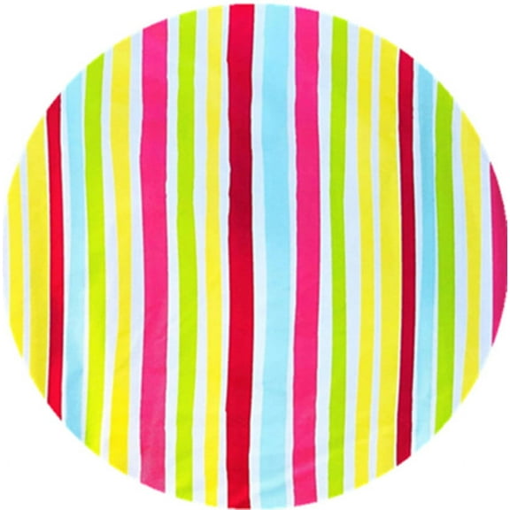 Colorful Summer Fun Candy Stripes Vinyl Flannel Back Tablecloth (60" Round)