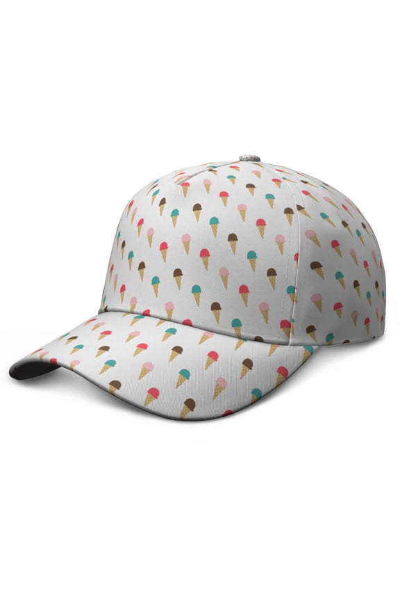 Colorful Summer Ice Cream Dessert Baseball Cap – Adjustable Performance Hat for Food Pattern Enthusiasts and Sweet Treat Fans