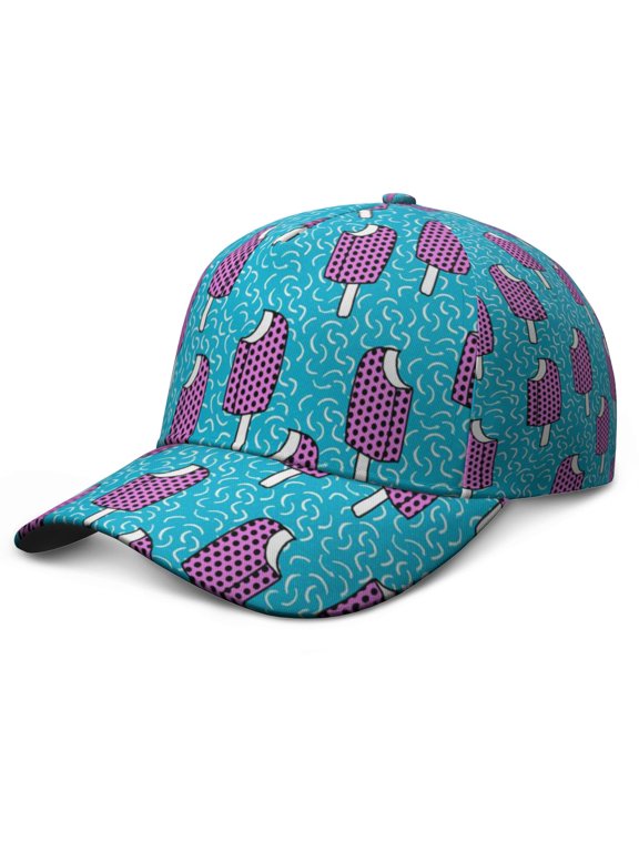 Colorful Summer Ice Cream Dessert Baseball Cap – Adjustable Performance Hat for Food Pattern Enthusiasts and Sweet Treat Fans