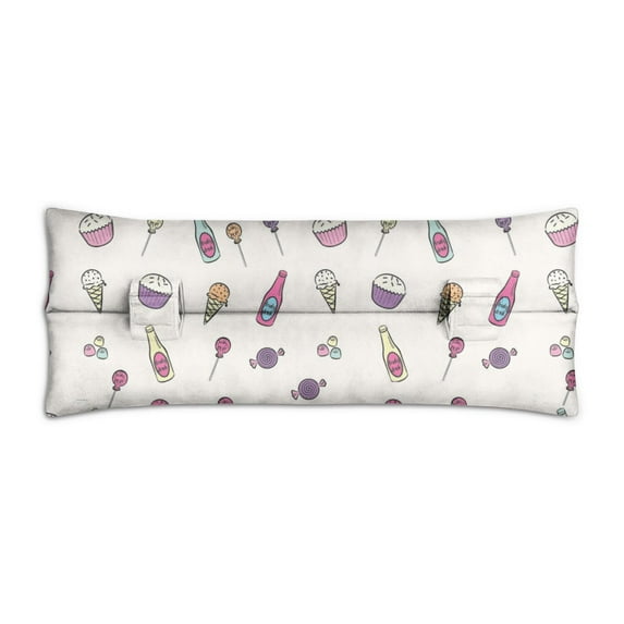 Colorful Summer Seatbelt Cushion for Post-Surgery - Soft Mastectomy & Chest Protector Pillow with Ice Cream Food Pattern