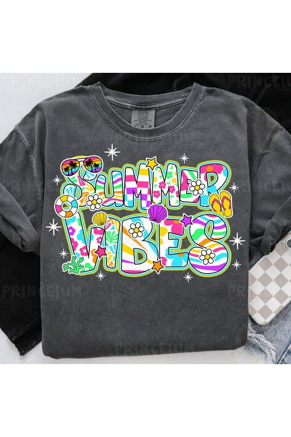 Colorful Summer Vibes Shirt, Beach Vacation, Retro Bright Summer For Shirt Printing, Summer Vibes Unisex S-5XL Hot Trending Shirt, Vintage Birthday Gift