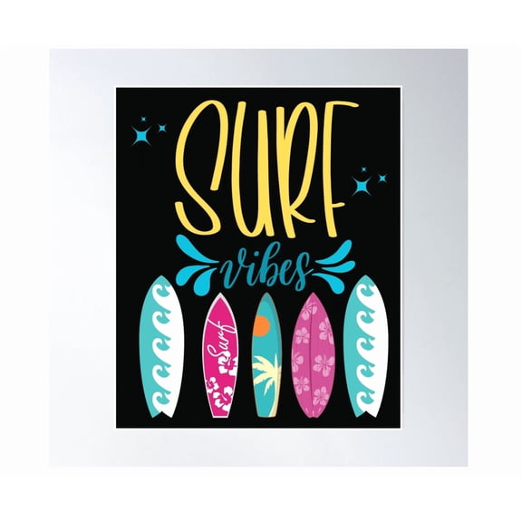 Colorful Summertime Surf Vibes Poster Wall Art Modern Wall Decor Home Decor Office Wall Art