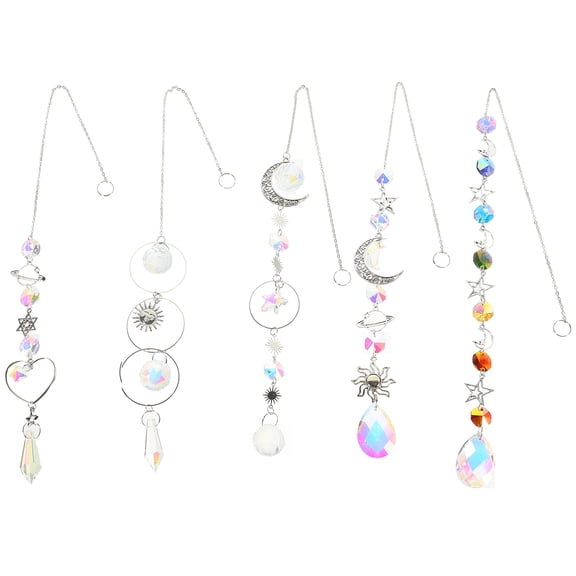 5 Piece Set Crystal Sun Catcher Pendant Decorative Prism for Home Decor with Crystal and Alloy