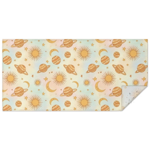 Colorful Sun Moon Star Planet Pattern Rectangle Tablecloth 60"x120",Waterproof Polyester Rectangle Table Cloth, Wipeable Spillproof Polyester Tablecloth for Dining, Camping, Indoor and Outdoor