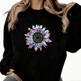thumbnail image 1 of Neon Sunflower Print Sweatshirt Graphic Sweatshirt Black S-3XL Tops, 1 of 5