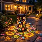 Colorful Sunflower Glow Solar Garden Lantern, 2026 Outdoor Solar Powered Hanging Light for Garden, Patio, Pathway Lantern